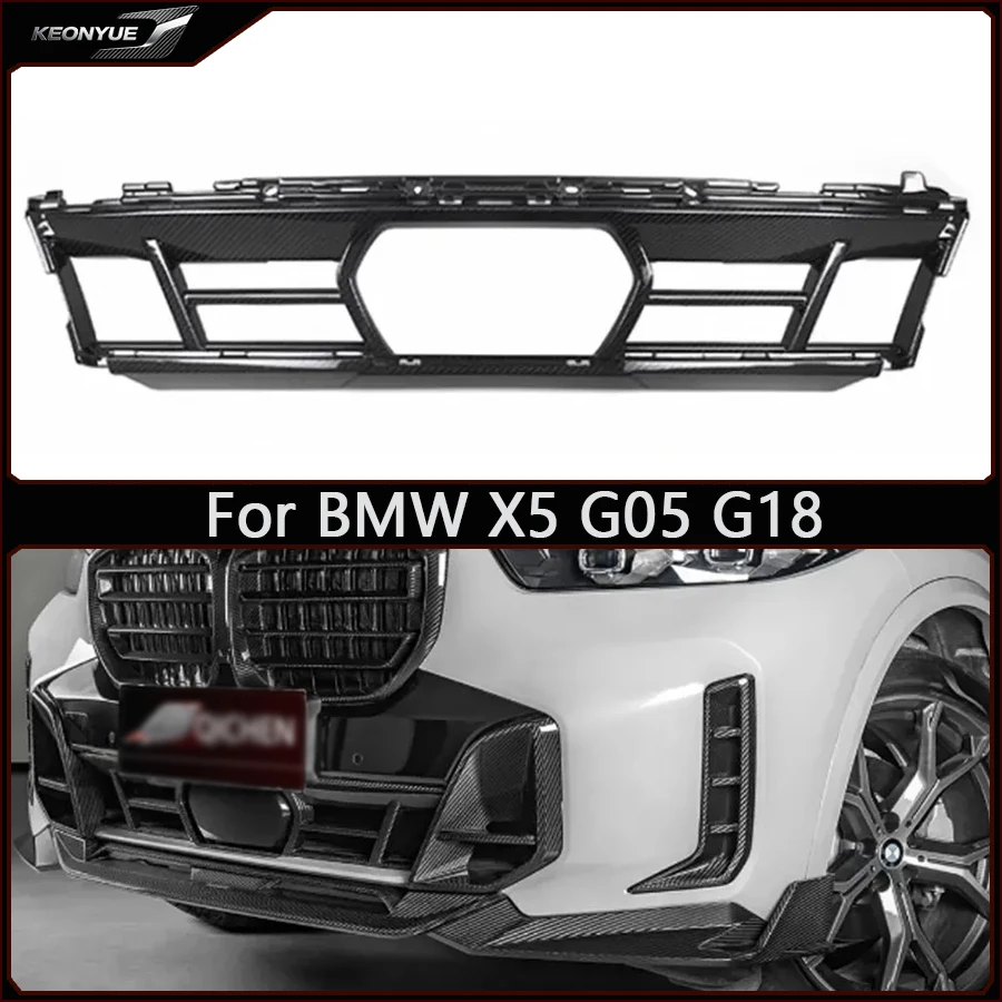 

For BMW X5 G05 G18 Dry Carbon Fiber Grills Front Bumper Air Vent Cover Trim Foglamp Mesh Grill Frame Car Accessories body kit