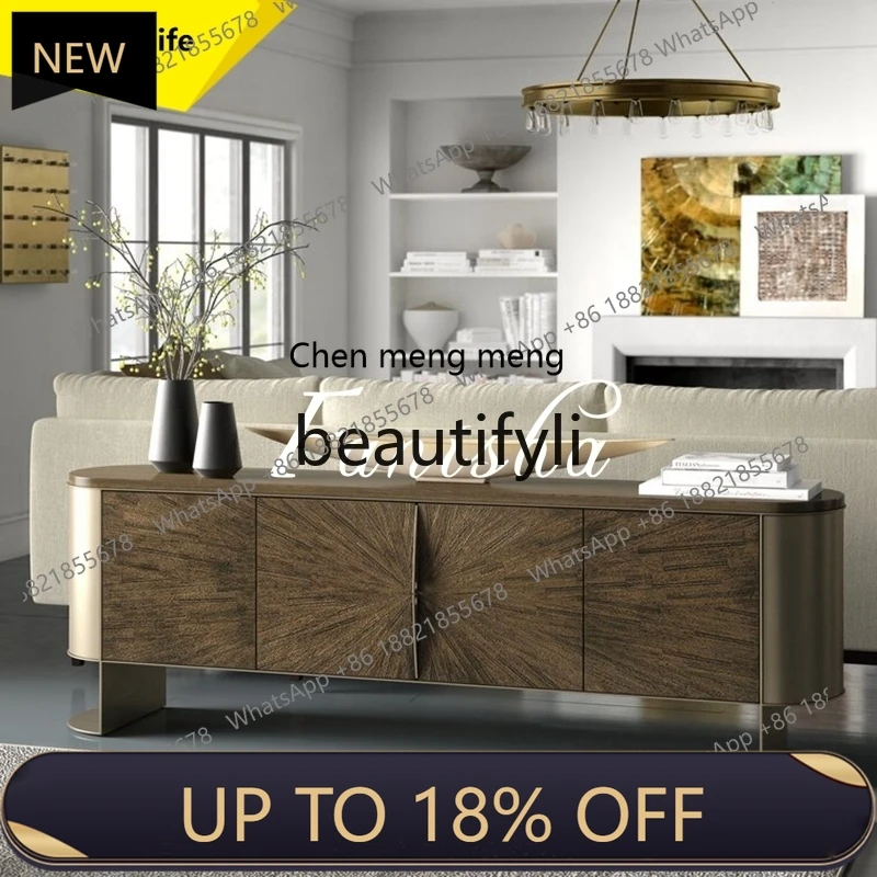 

P178 American-style Light Luxury Solid Wood TV Cabinet Modern Minimalist Italian-style Living Room Storage Entryway Side Cabinet