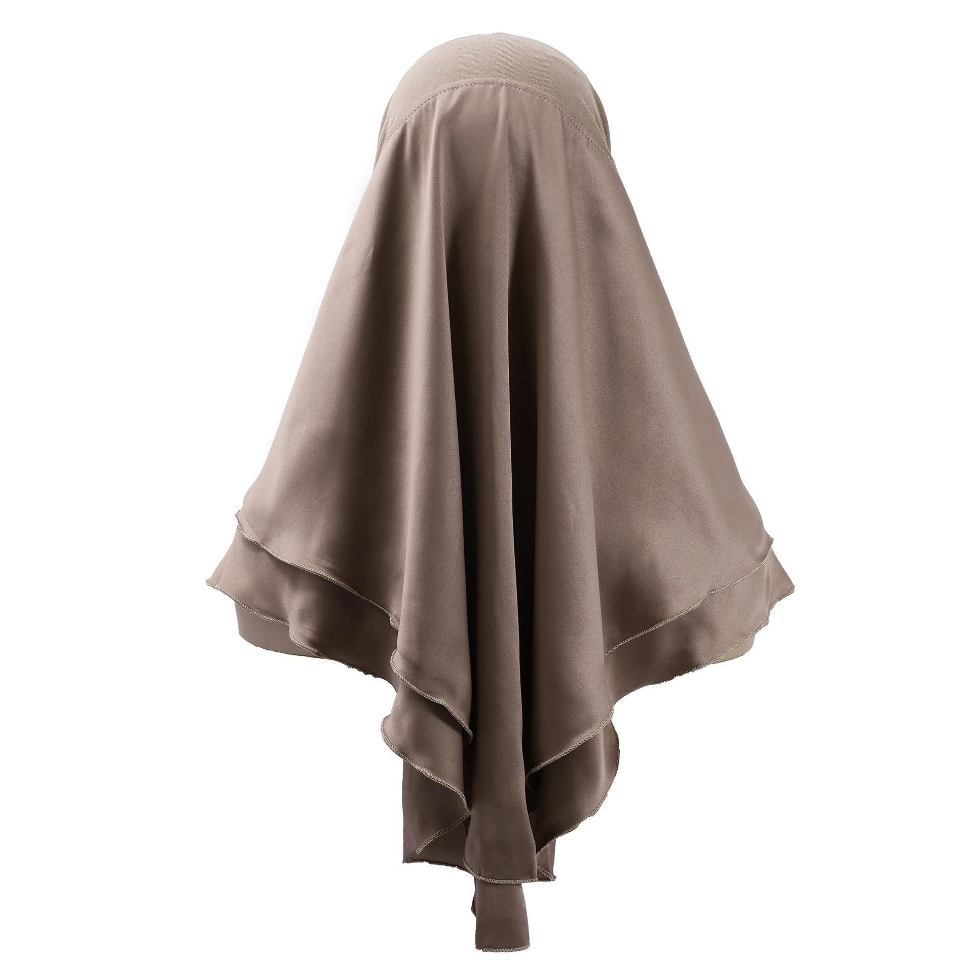 Muslim Head Scarf Malay Soft Brim Double Layer Satin Amira Head Cover Islamic Pull On Headscarf Instant Hijab Ramadan Eid Wraps