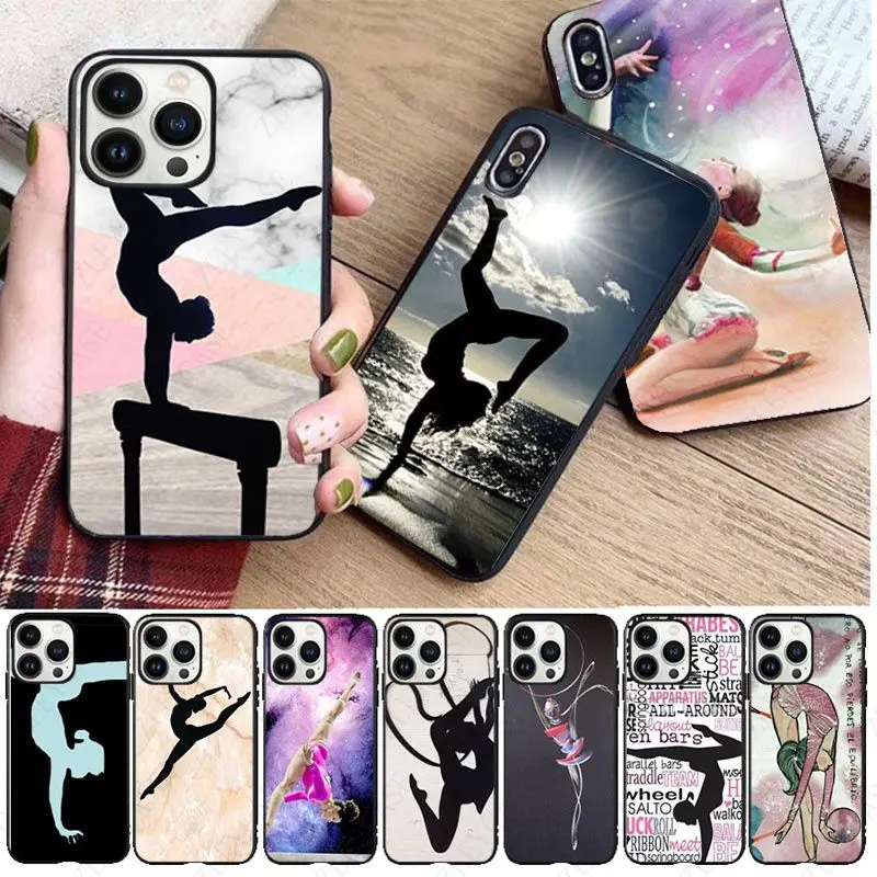 funda Love Gymnastics silhouette sports Phone Cover For iphone 16pro 15pro 14pro 11 12pro 13pro max 16plus 7 SE XR 12mini Cases