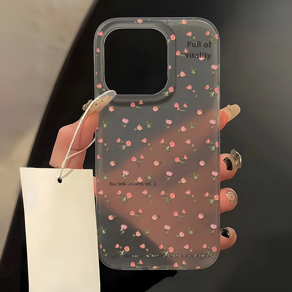 Rose Flower Phone Case For iPhone 14 Case iPhone 16 15 11 13 12 17 Pro Max Air 13 12 Mini Soft Matte Shockproof Clear Back Cover