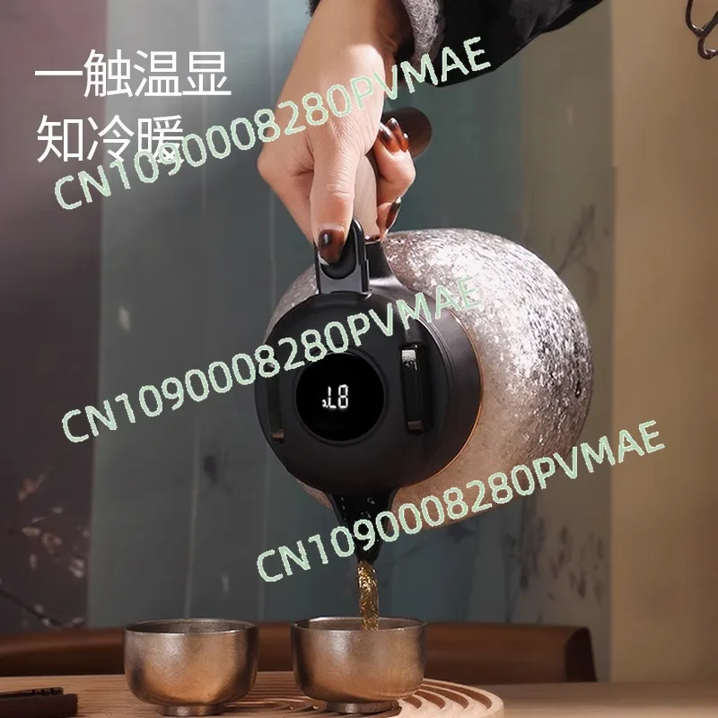 

Термос из чистого титана с двойными стенками — вакуумный чайник большой емкости с интеллектуальным дисплеем температуры для домашнего использования