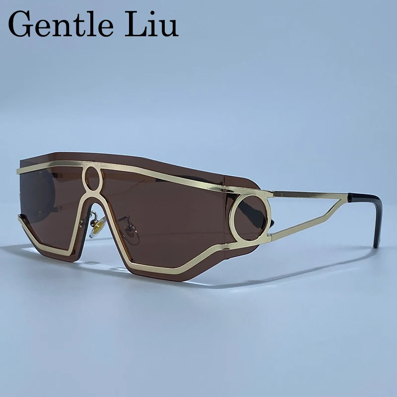 

Rimless One-Piece Punk Sunglasses Women 2025 Luxury Brand Shield Wrap Around Goggle Sun Glasses For Lady Outdoor Eyewear Shades