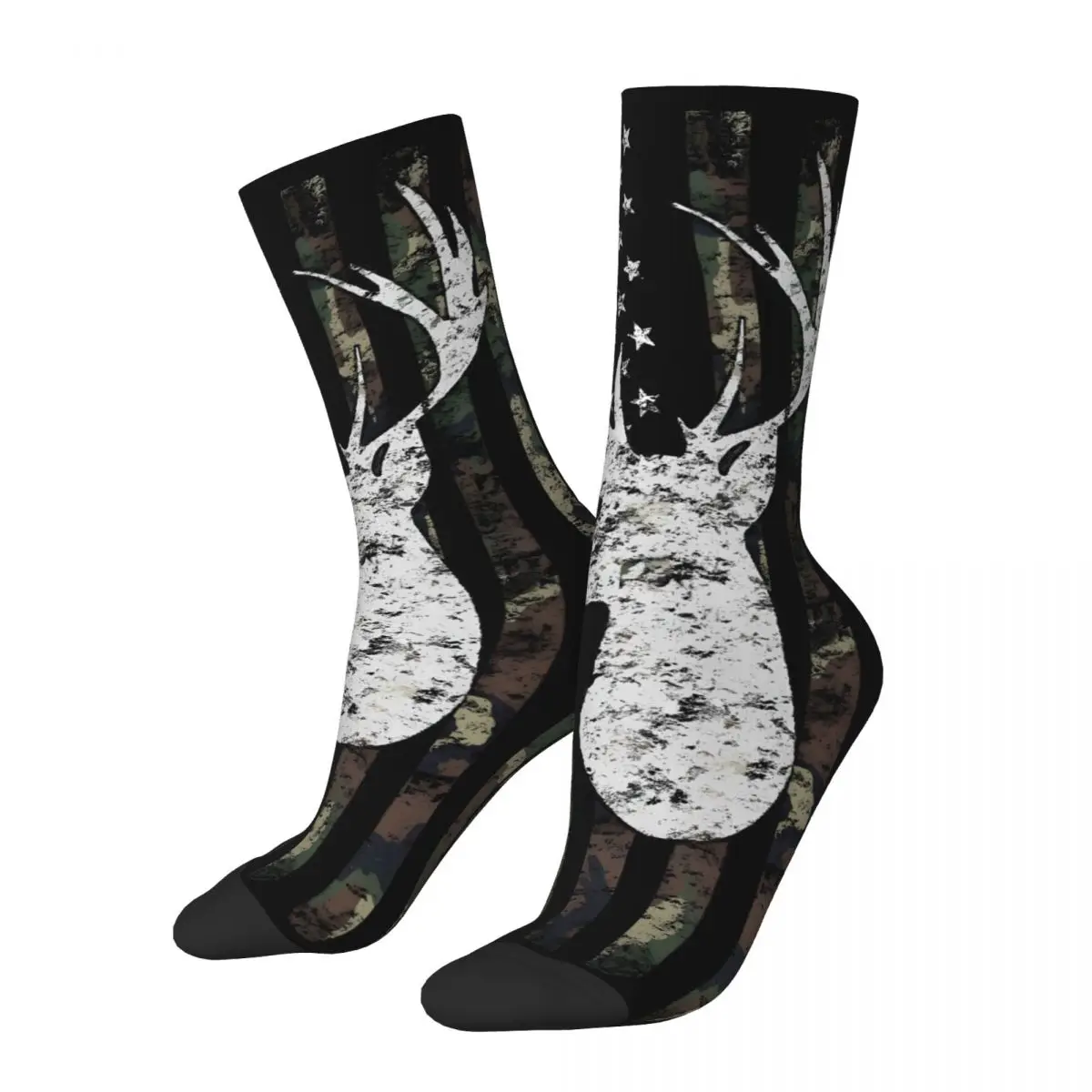 Camouflage Flag Deer Hunting Socks Male Mens Women Spring Stockings Polyester