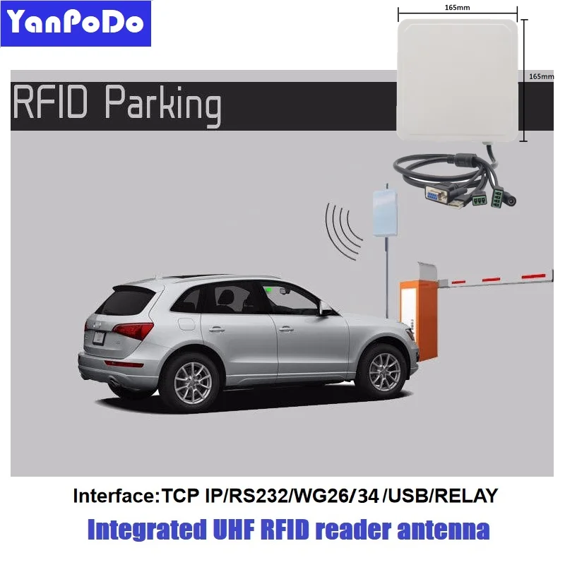 

Yanpodo 1-4m Uhf Rfid Reader Long Range Built in 4dbi Circular Antenna RS232 WG26 WG34 USB RELAY Ethernet for Vehicle Management