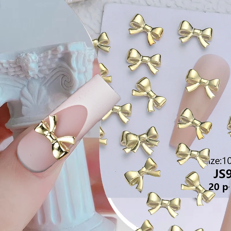 

20Pcs 3D Gold Silver Butterfly/Bow Nail Charms 21-Design Metal Alloy Bowknot Nail Art DIY Spring Summer Gold Bow Nail Suppplies