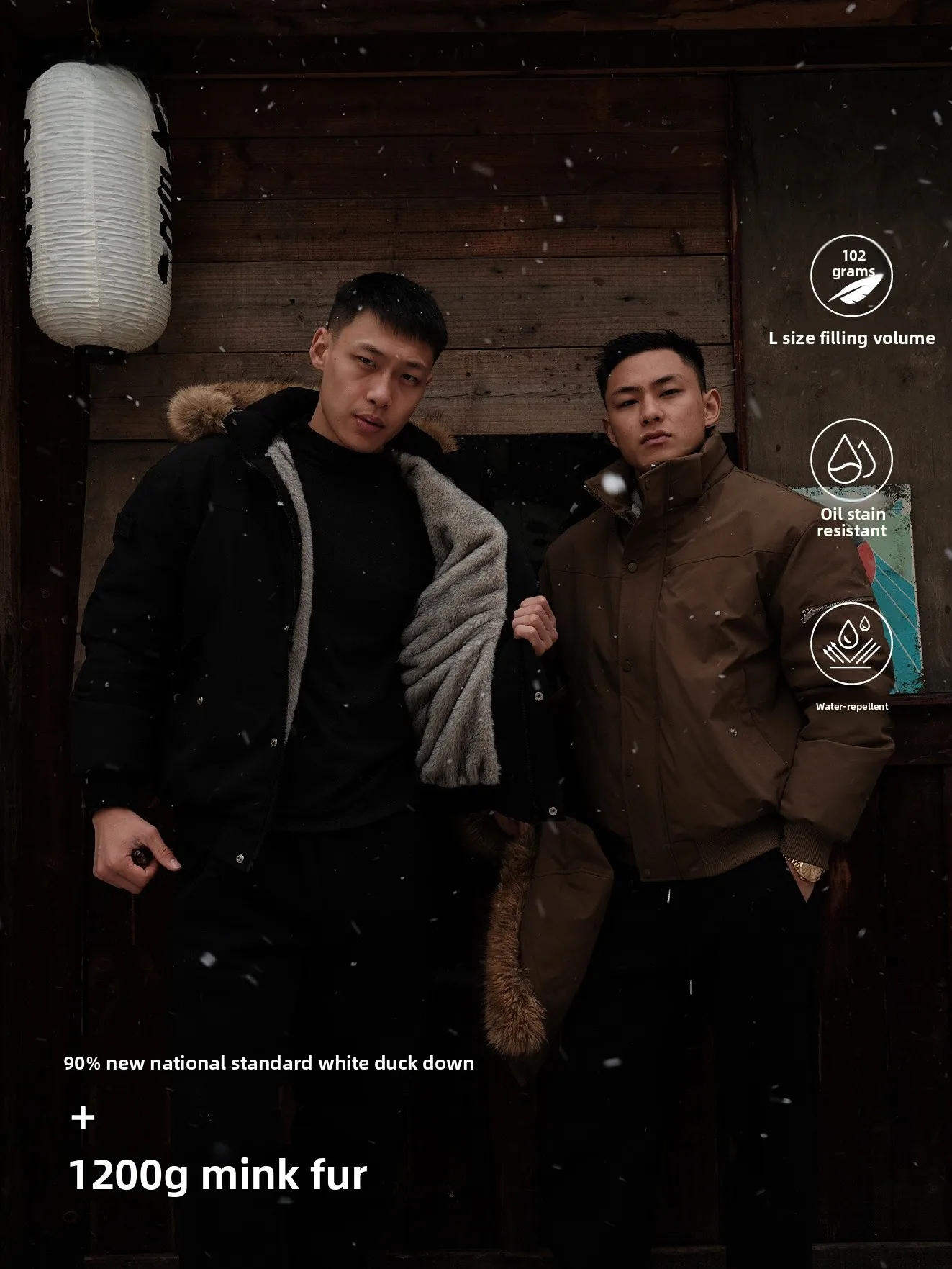 

GTAL American Stand White Du down Wolf King Mountain Eagle down Jaet 200g Simulation Water Rabbit Fur Core Outer...