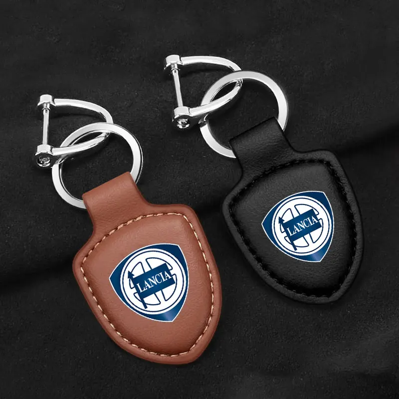 PU Leather Car Keychain Key Ring For LANCIA Delta Ypsilon Lybra Musa Kappa Voyager Accessories