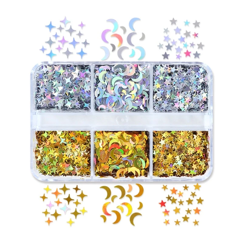 Moon Star Glitter For Epoxy Resin Mold Filling Paper Material Gold Silver Resin Sequins Pigment DIY Pendant Crafts