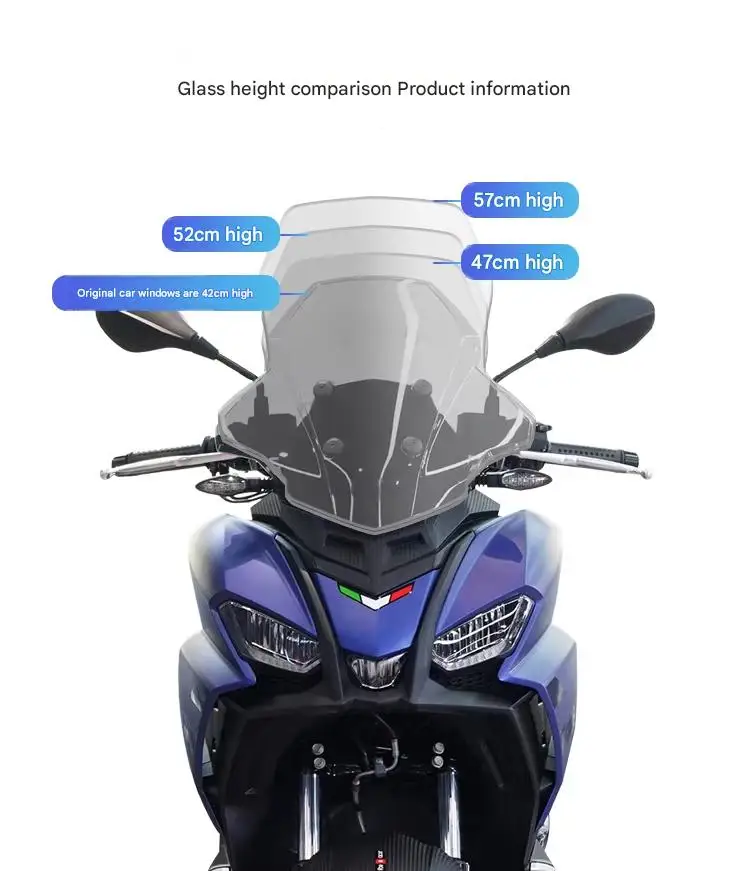 FOR Aprilia SR GT200 Premium Extended Height Wind Deflector, Thickened Anti-Scratch UV-Resistant PC Material