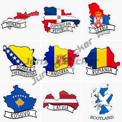 Monaco DOMINICAN REPUBLIC Bosnia and Herzegovina Scotland Andola Latvia Romania Kosovo Serbia National Map Car Stickers