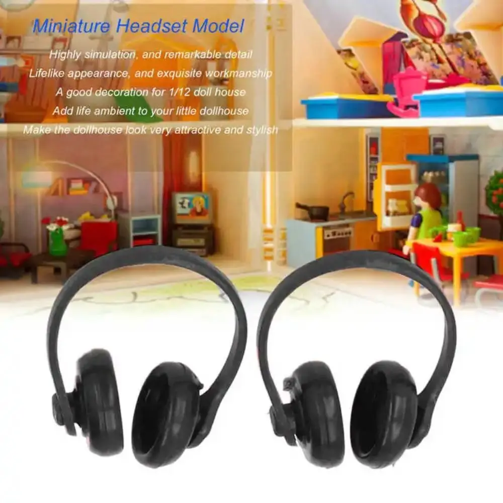 Dollhouse Props Dollhouse Headphone Model Plastic Classic Toys Miniature Headset Model 1/12 Scale Miniatures Wireless Earphone