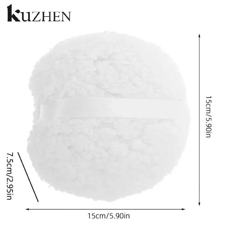 Puszysta aplikator do pudru o bardzo dużym rozmiarze, 15 cm, z długim pluszowym włosiem, łatwa do trzymania, idealna do pudru do ciała i twarzy.