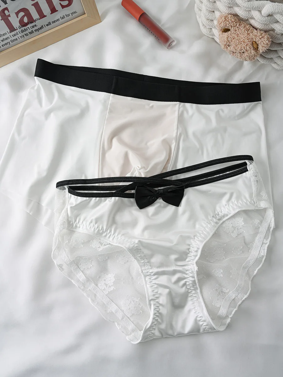 

Нижнее белье для пар в стиле Лолиты, сексуальное и чистое желание из ледяного шелка для одного мужчины и одной женщины, новинка 2025, летнее удобное нижнее белье
