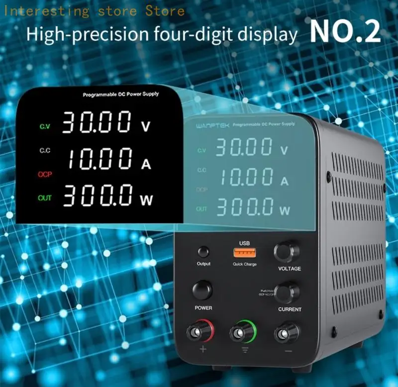 

55KC Variable DCPower Supply 0-30V/60V/120V 0-10A Encoders Knob USBQuick Charging