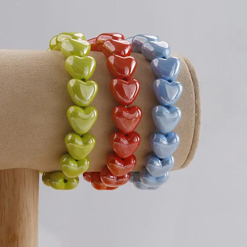 1 Stück Modisches Buntes Herz-Perlenarmband Retro Niedlicher Damenschmuck Geschenk Armreif Valentinstagsgeschenk – Detail 5