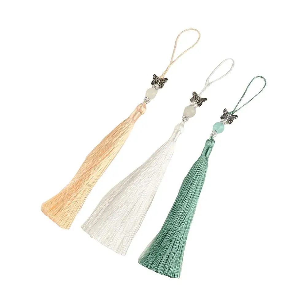 Llavero marcapáginas de la suerte con borlas, manualidades DIY, borla de bendición, llavero de coche, cordón, colgante para teléfono, cadena, fabricación de joyas