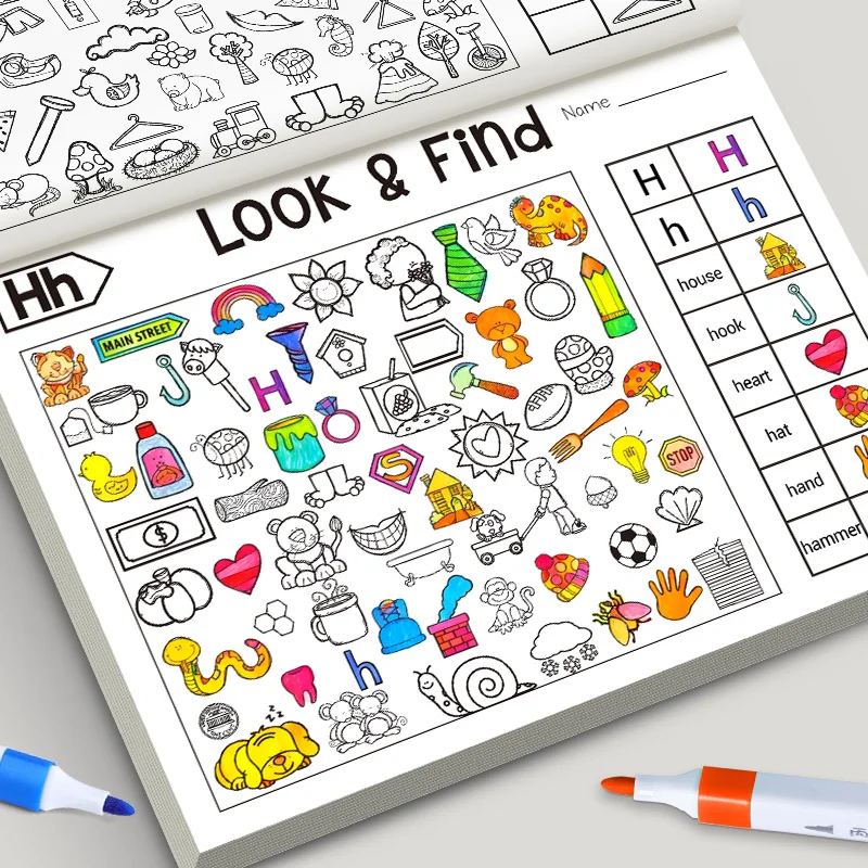 Children's Interactive Search Game Book - Enhancing Brain Memory Color Recognition School Travel Puzzle Card Fun Challenger Gift