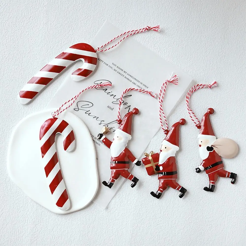 Nordic Christmas Hanging Pendants Double-sides Painted Red&White Drop Ornaments Party Supplies Photo Prop Xmas Tree Decor