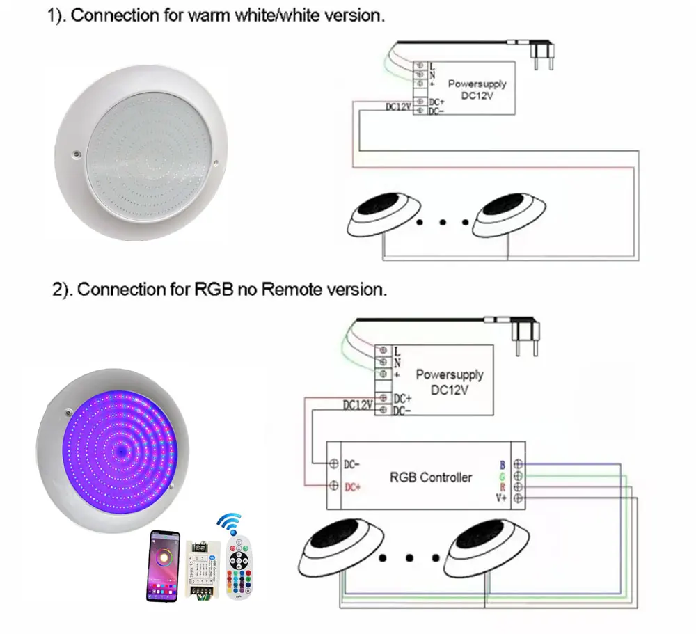 Imagem -06 - Impermeável Led Pool Light 40w Lâmpada de Natação Bluetooth App Dc12v Remoto Subaquático ao ar Livre Interior Paisagem