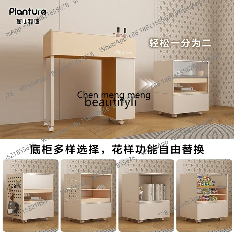 G153 Movable coffee table trolley living room multi-function, locker cream wind sofa side cabinet
