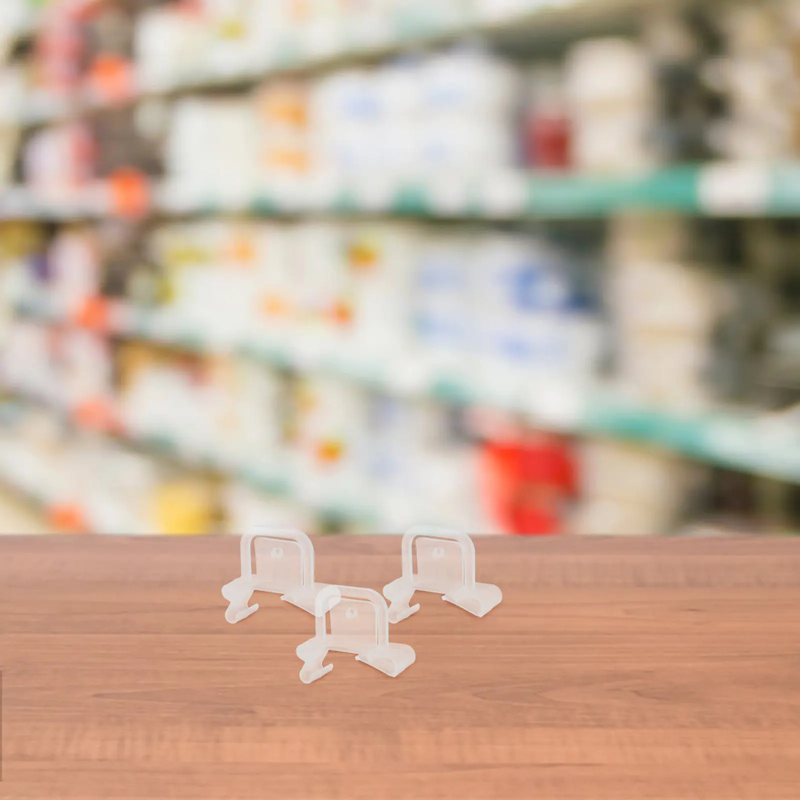 

100 шт. прозрачных пластиковых зажимов-фиксаторов для полок, держателей ценников, рекламных клипсов для супермаркетов, аксессуары для крепления полок в магазинах