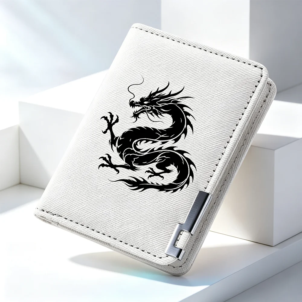 Men's Mini Multi-Functional Wallet Personalized Dragon Pattern PU Leather Credit Card Storage Wallet