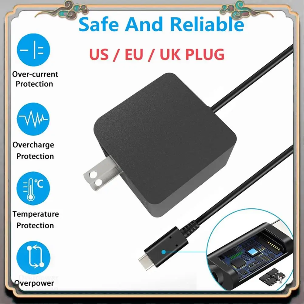 Durable For Steam Deck Charger Wall Adapter 45W Power PD Protocol Adapter Support Screen Mirroring For N Switch Game Console (UK
