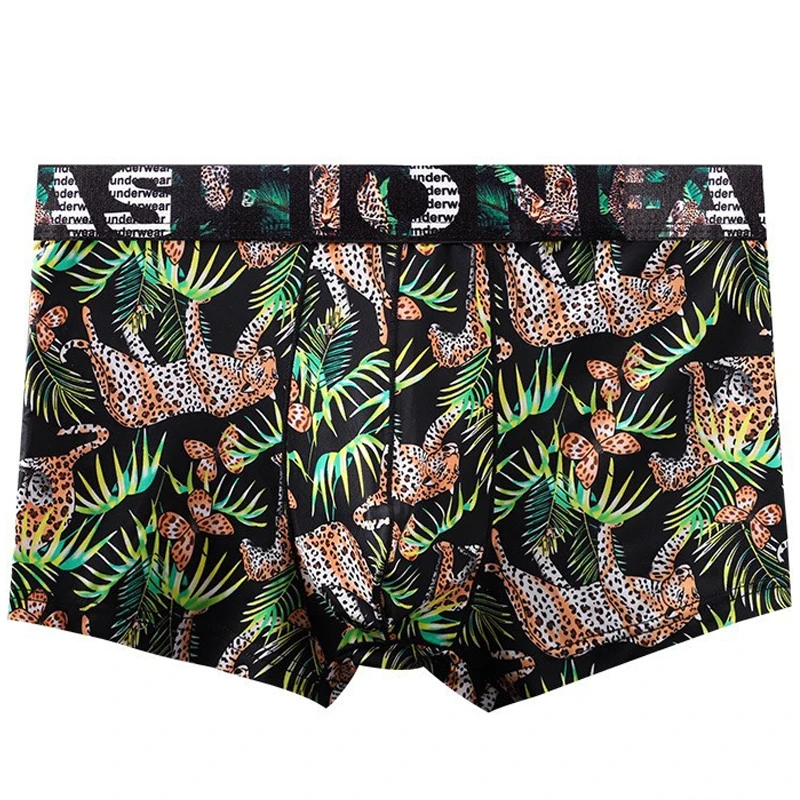 3pcs patterned printed men's square shorts, boxer shorts, sporty and fashionable underwear, elastic and comfortable briefs