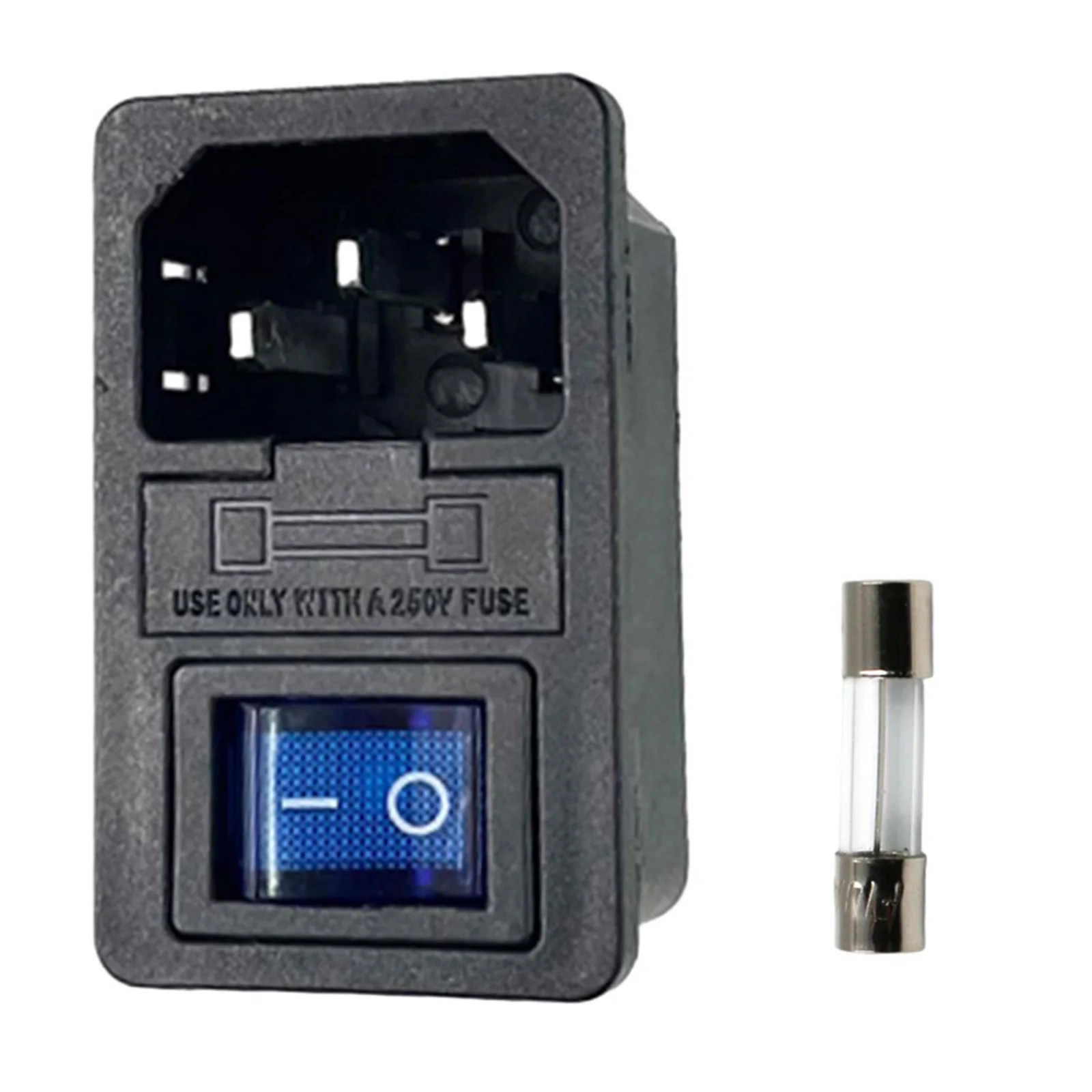 Power Socket With Switch Rocker Switch Fuse Male With Rocker PowerCord With Rocker Fuse Switch Male Silver Socket