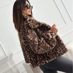 Fashionable and Personalized New Autumn and Winter Fur Leopard Print Lapel Short Jacket 193