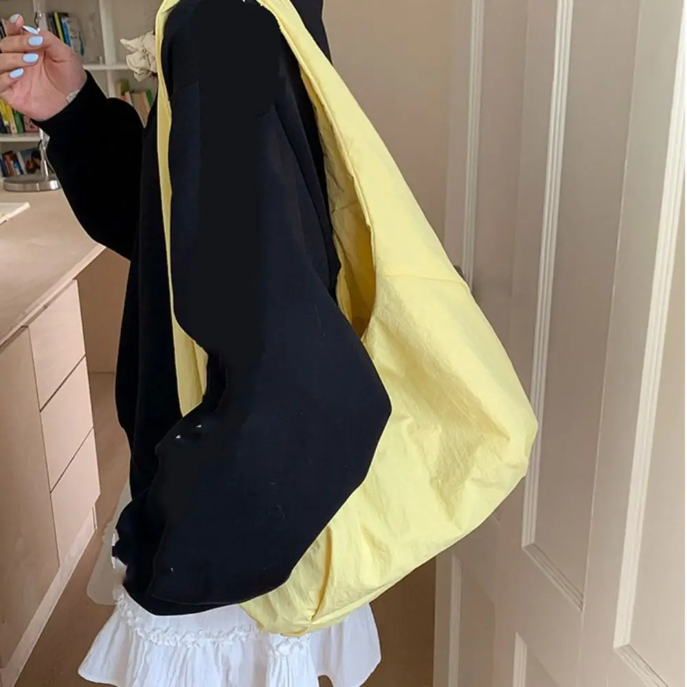 

Нейлоновая сумка через плечо ярких цветов, быстросохнущая однотонная повседневная сумка-тоут в корейском стиле, вместительная сумка через плечо в японском стиле