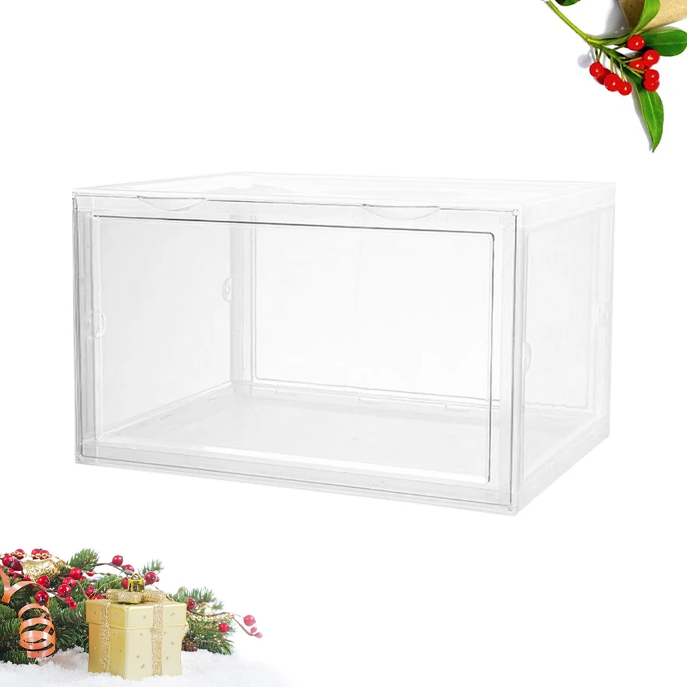 Caja de zapatos transparente, contenedor de almacenamiento transparente para zapatos, calcetines, ropa interior, bufandas, cinturones, bolsos, herramientas, artículos de oficina, polvo