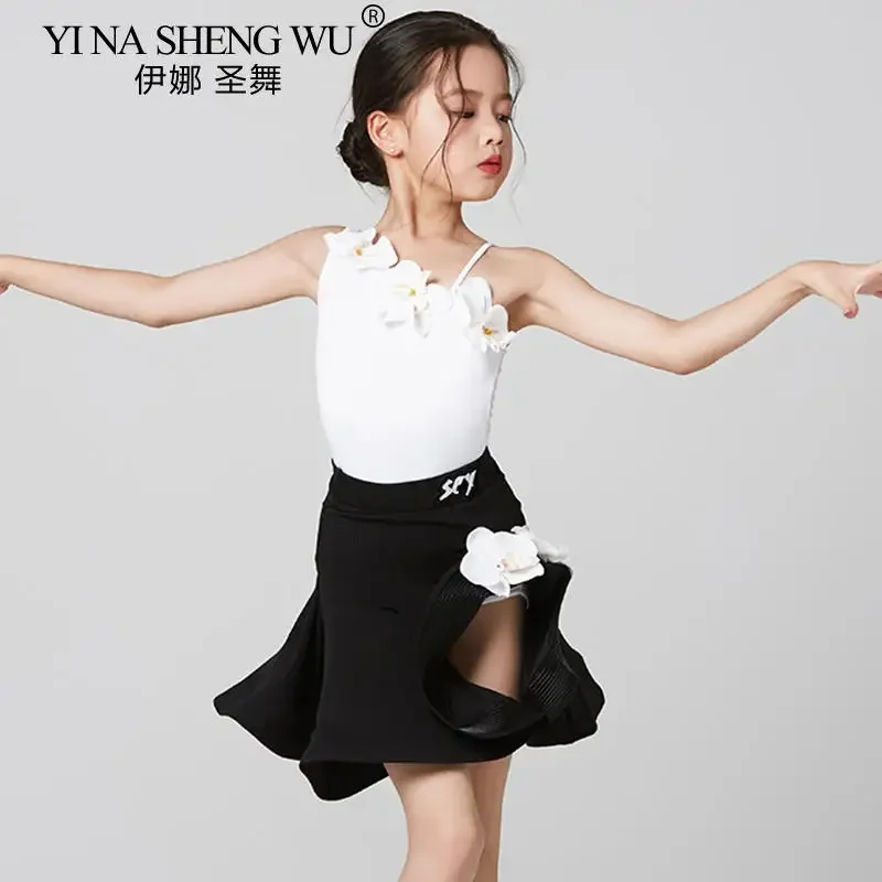 

Новый профессиональный комплект платьев для латинских танцев для девочек, детские костюмы для соревнований, одежда для бальных танцев, одежда для выступлений, детская одежда