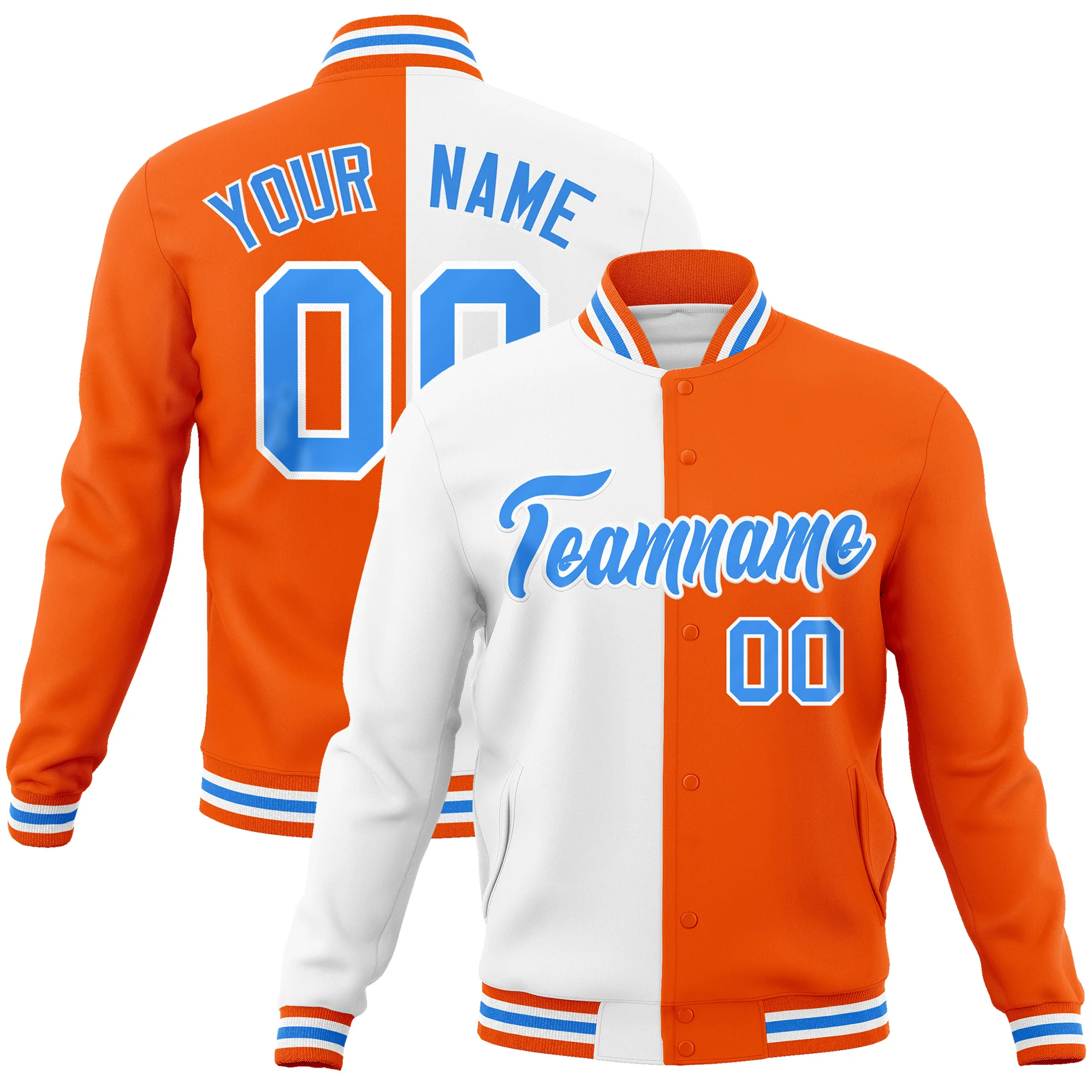 Custom Baseball Jacket Split Jacket Personalized Stitched Team Name Number Cotton Letterman Fashion Coats For Men/Women/Youth