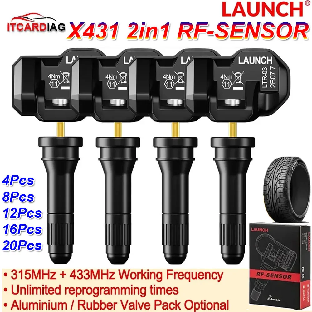 

LAUNCH X431 Sensor 2 in 1 RF-Sensor 315MHz/433MHz TPMS Tire Repair Tools Scanner TSGUN Tire Pressure Sensors Tester Programming