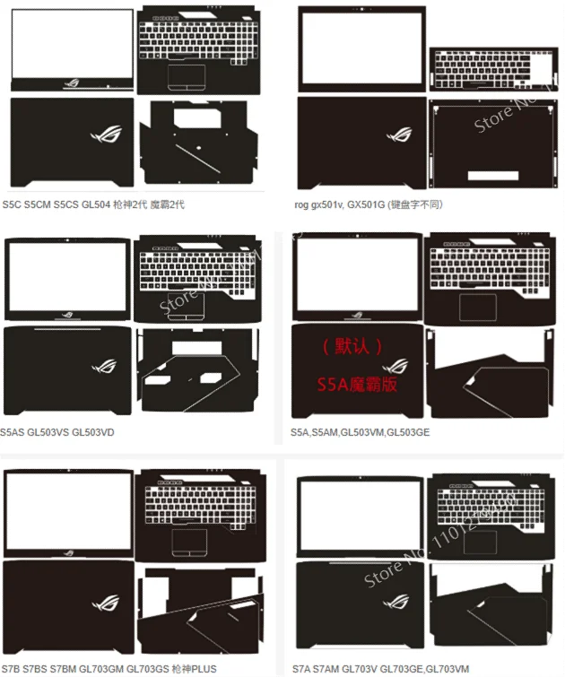 for Asus ROG Zephyrus Strix  GX501 GX531 GX701 GL503 GL504 GL703 GM VM GW GV GL704 Pre Cut Laptop Vinyl Decal Cover Sticker Skin