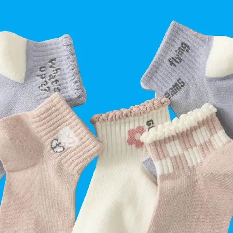 Chaussettes Courtes et Fines en Maille de Coton pour Femme, Style Ins, Carillon d'Été, Nouvelle Mode, 5/10 Paires, 2024