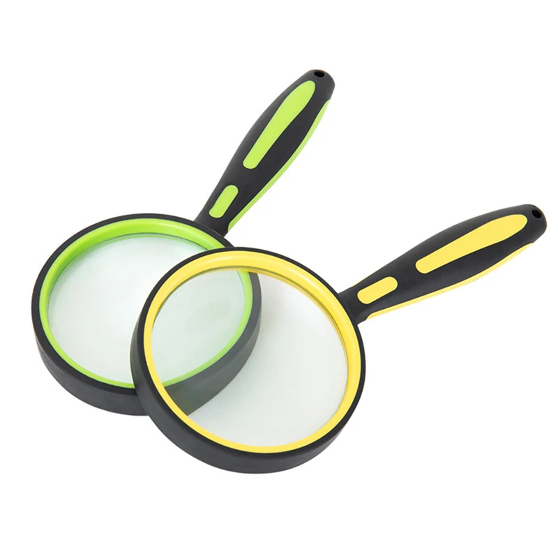 Handheld Magnifying Glass Rubber Handle Magnifier 50/60/75/100mm Lens Diameter for Antique Jade Jewelry Newspaper Book Reading