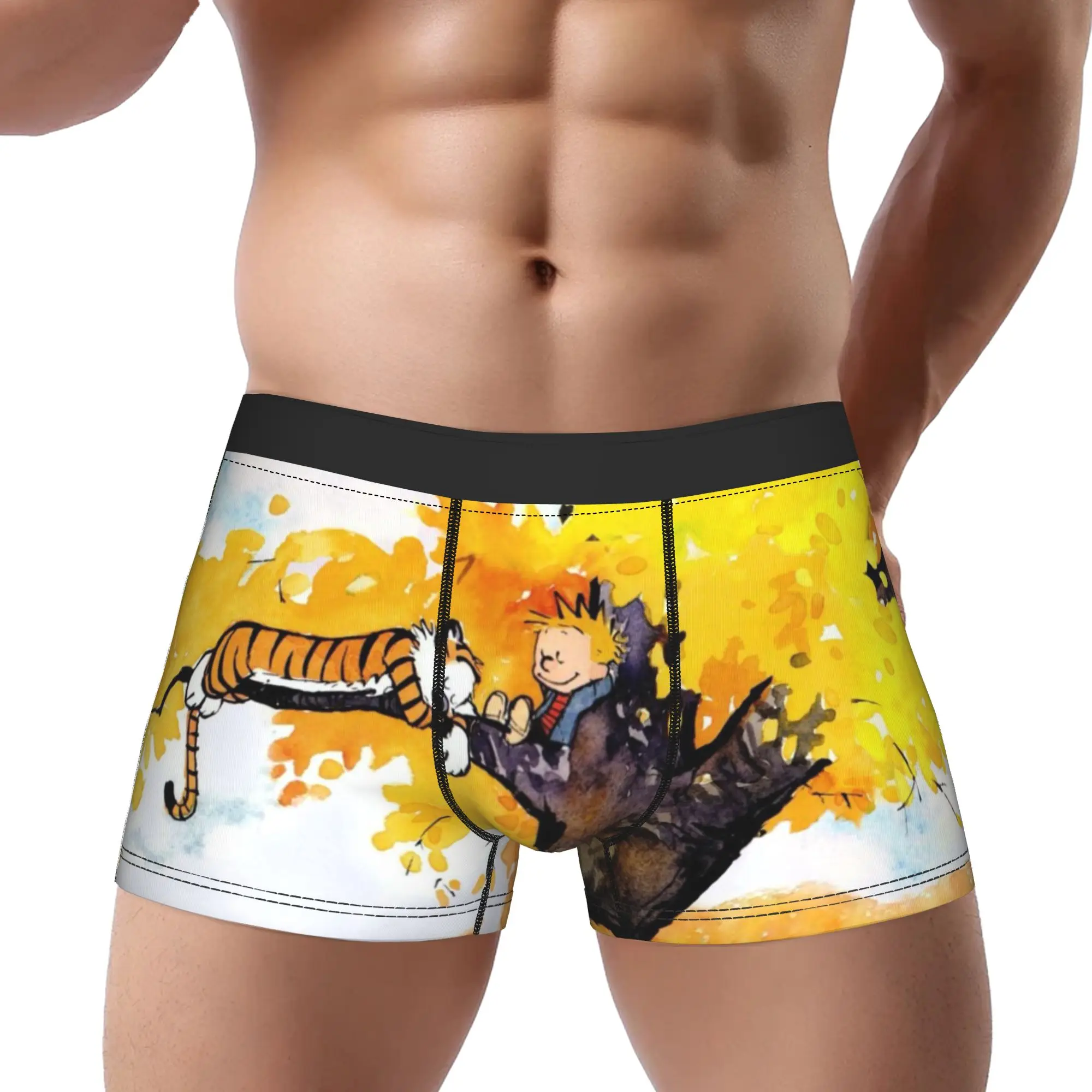 Calvin and Hobbes Calzoncillos transpirables para hombre, ropa interior con estampado, pantalones cortos, calzoncillos tipo bóxer