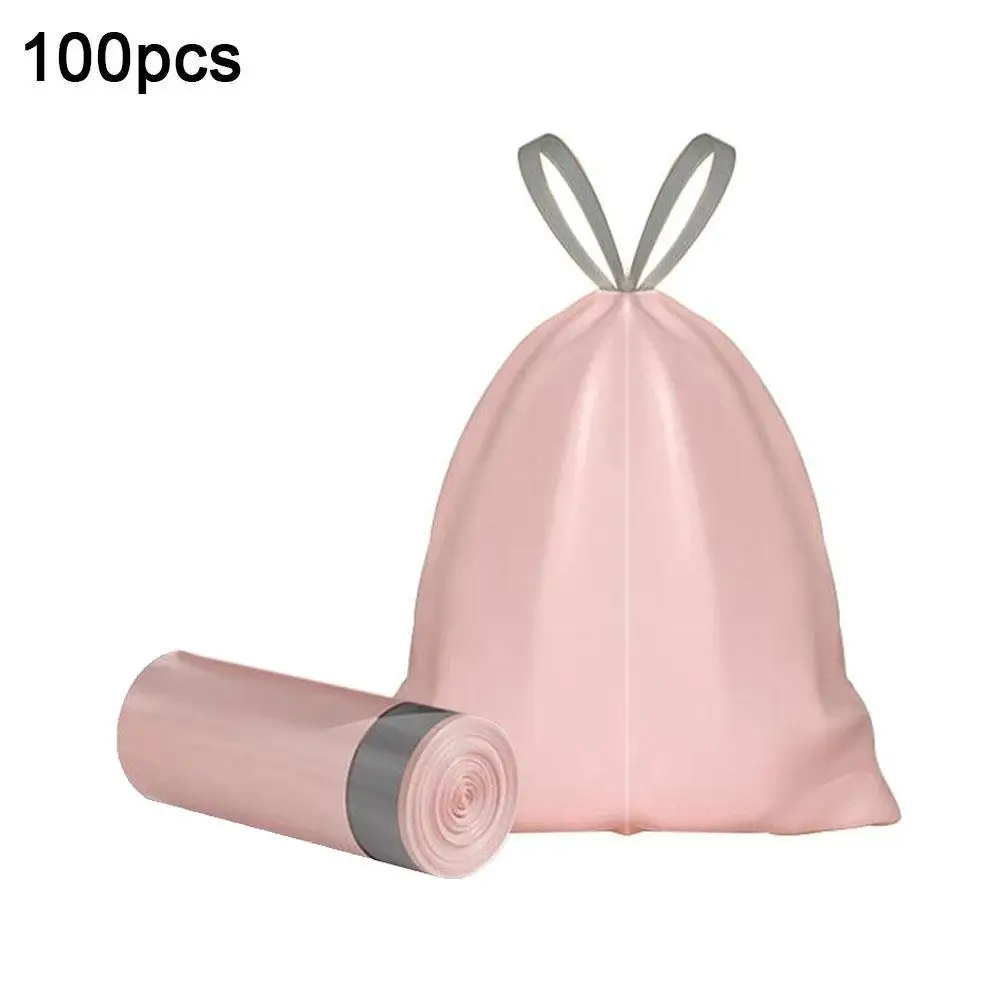 100/200/300 Stück verdickte und langlebige Müllbeutel, für Badezimmer, Küchen und Wohnzimmer, Kordelzug-Design für einfaches Heben – Detail 1