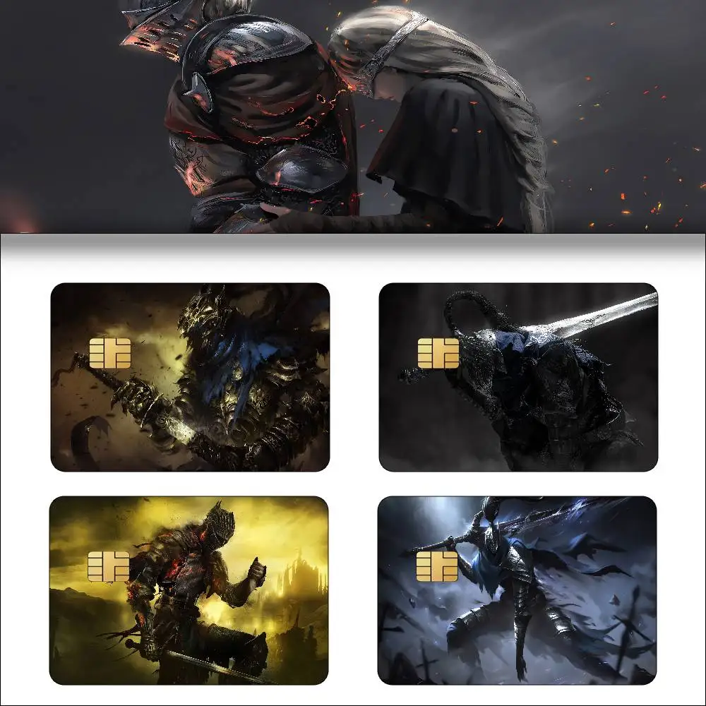 GAME Dark Souls Anime Cartoon 4pcs 1Set Skin Stickers Film Tape Case For Big Credit Debit Card Front Side