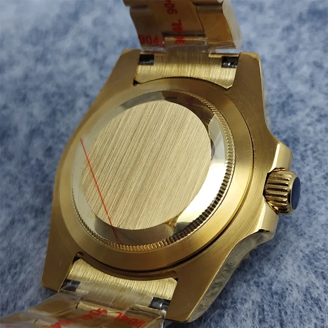 Gold Watch Case 40MM Case Set for NH35A/NH36A Mechanical Movement Case+Strap with Sapphire Crystal  Nh35 Watch Case Accessories