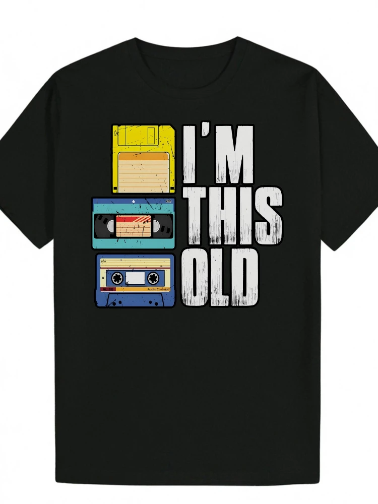 

"I'm Sold" Graphic with Colorful Cassette Tape Design-100% cotton short sleeve O-neck casual printed men's T-shirt.