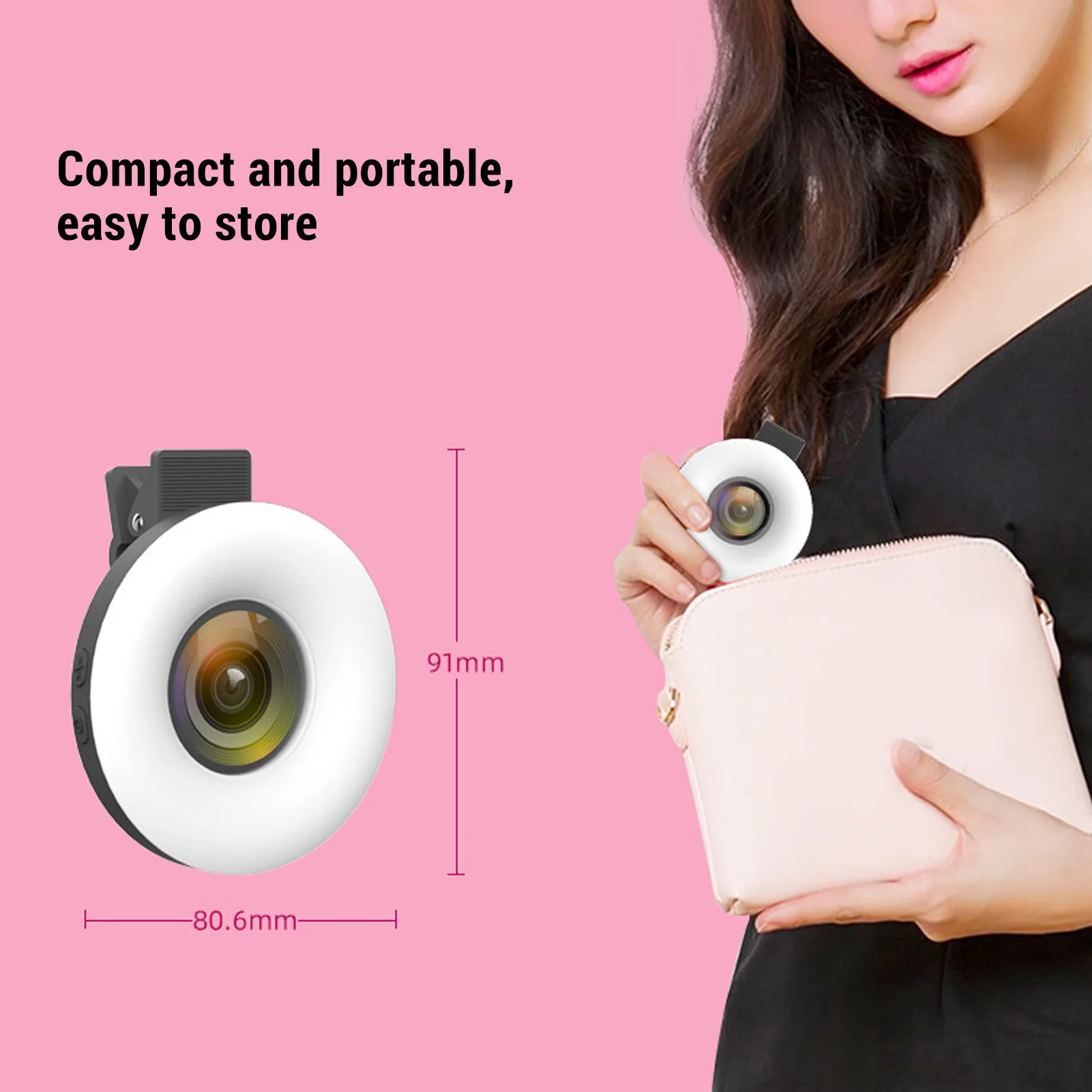 Phone LED  Light 15X Macro Lens LED Fill Light Compact Stable Clamp 240mAh 3000K-6500K 5 Brightness Levels for Photography