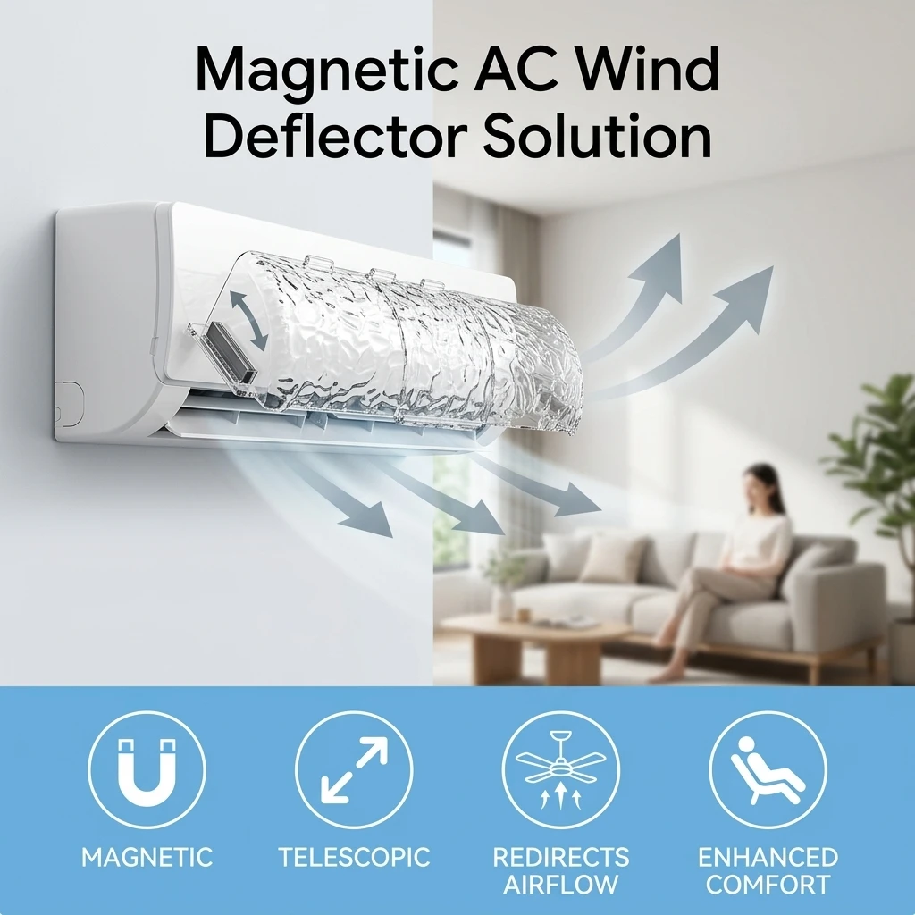Magnetic Air Conditioner Wind Deflector Telescopic Adjustable Guide Ceiling Vents Home Office Airflow Redirector