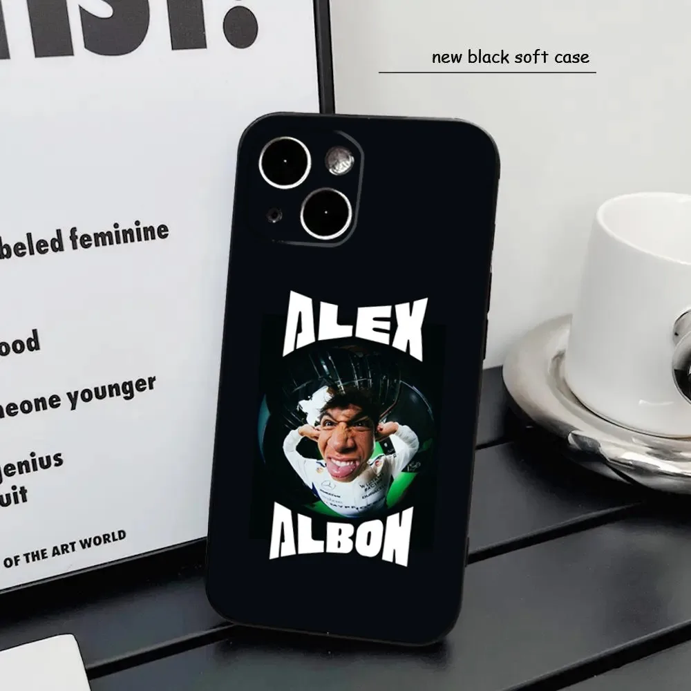 Cool F1 23 A-Alex A-Albon Phone Case For iPhone16,15,14,13,12 Mini 11 Pro XR,X,XS,MAX 7,8 Plus Silicone Cover Soft Black