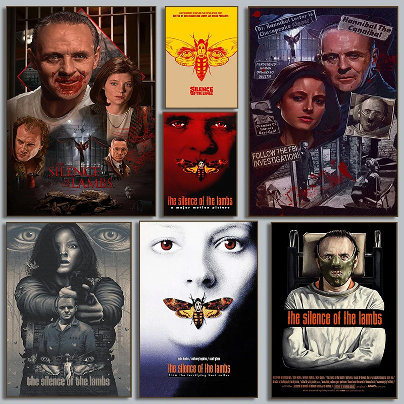 الأفلام الكلاسيكية الإثارة صمت الحملان ريترو المشارك الفيلم القديم يطبع حائط لوح رسم الفن صور ديكور غرفة المنزل