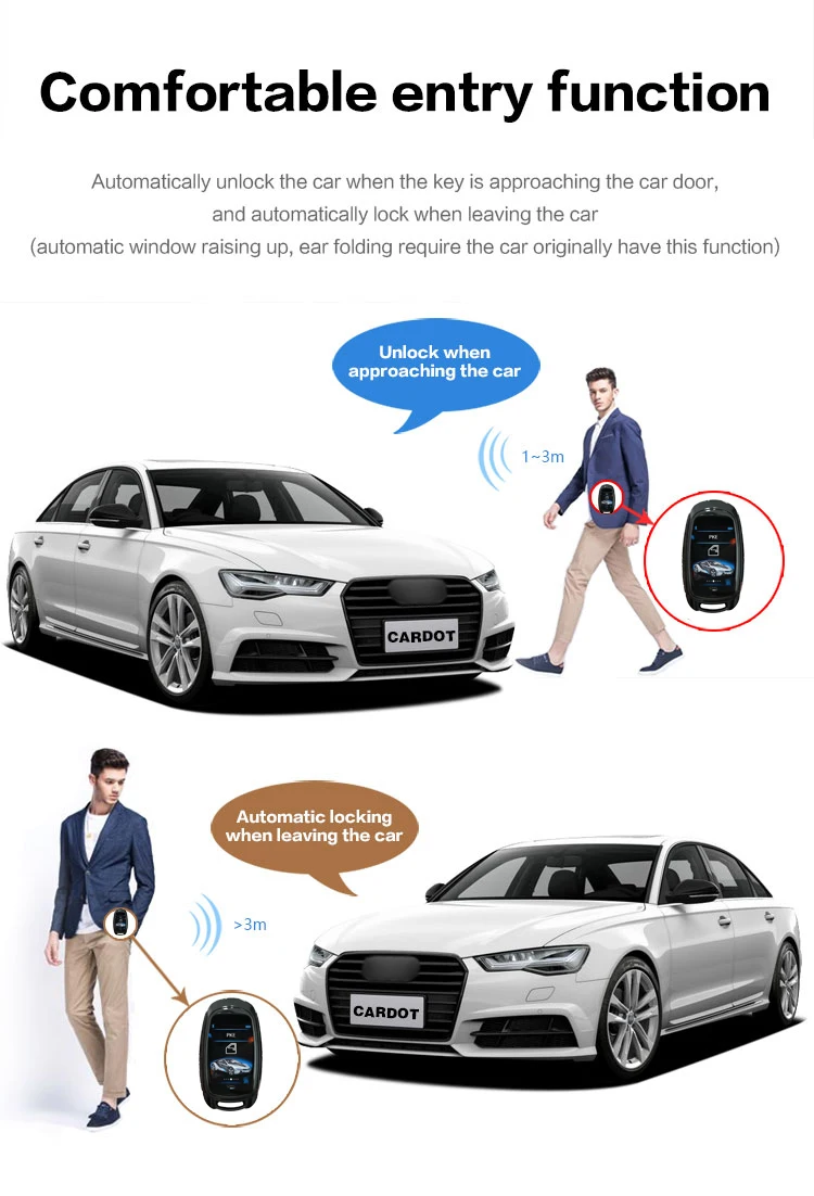 CARDOT High Defiition Car Lcd Screen Touch Key Remote Auto Central Lock For All Button Start Cars