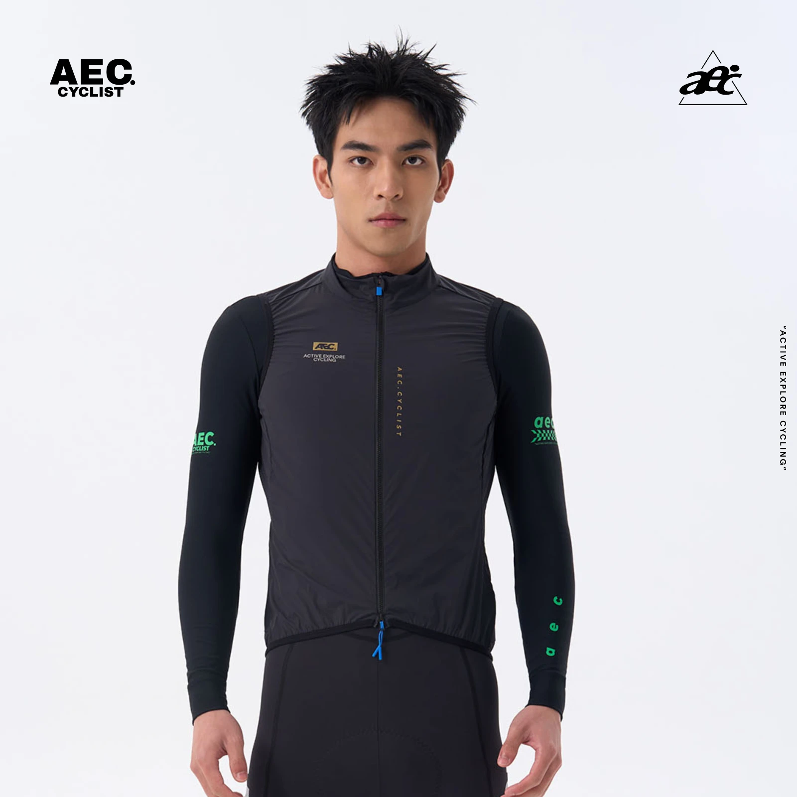 

AEC ветрозащитный велосипедный жилет для мужчин, куртки без рукавов, полная молния, дорожный велосипед, велосипедный трикотаж, серия Wind Chaser, одежда для MTB